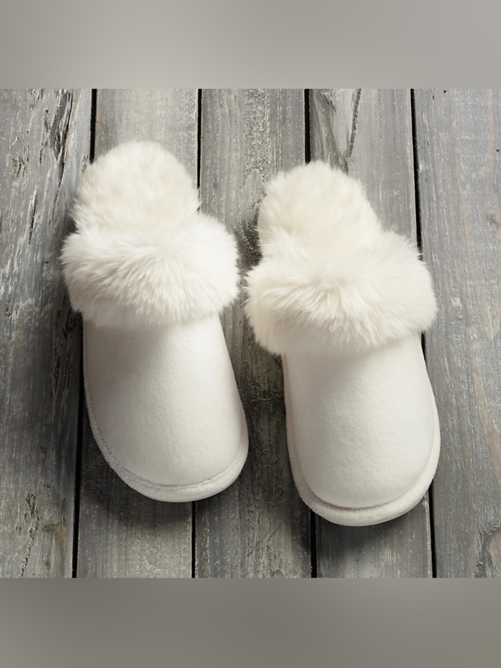 Restoration Hardware Women's Cream Faux-Fur Slide Slippers